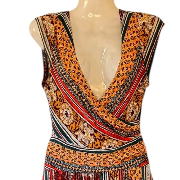 Anthropologie Maeve Tamera Dress Wrap Look Midi Southwestern Bohemian  Size XS - Picture 2 of 7